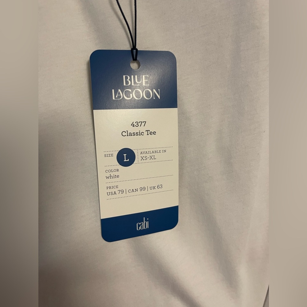 Cabi Classic Tee in solid white, size large, new with tags